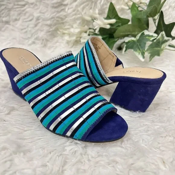 BOTKIER Womens Posie Suede Metallic Slip On Heeled Mules‎ in Ultramarine size 6 - Picture 2 of 10